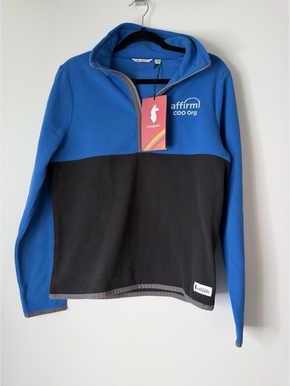 Cotopaxi Amado 1/2-Zip Fleece Blue Black Affirm Logo Women’s Small New With Tags